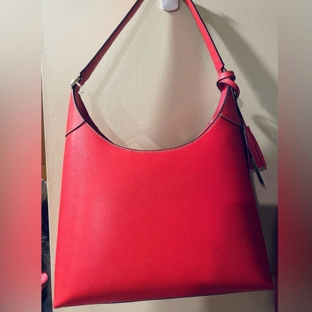 Dooney & Bourke Red Saffiano Leather Hobo NWT & Dust Bag - Picture 2 of 12
